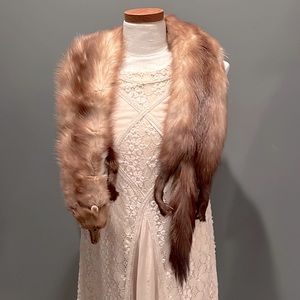 Vintage fur 2 minks genuine scarf wrap